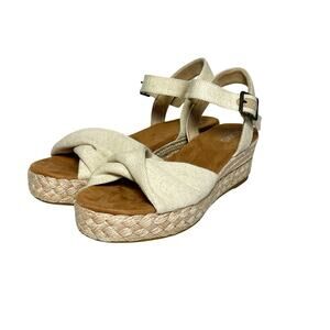 TOMS Women’s Kinsley Ankle Strap Espadrille Wedge Metallic Sandal 8.5